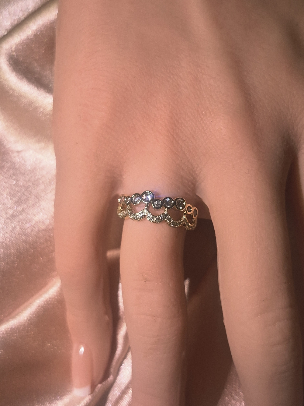 Gold Plated Multistone Crown Accent Ring - Women Jewelry
